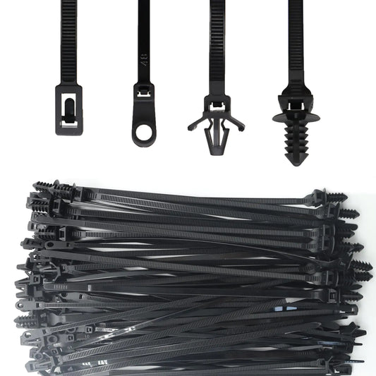 Black Cable Ties with Anchors 100-Count