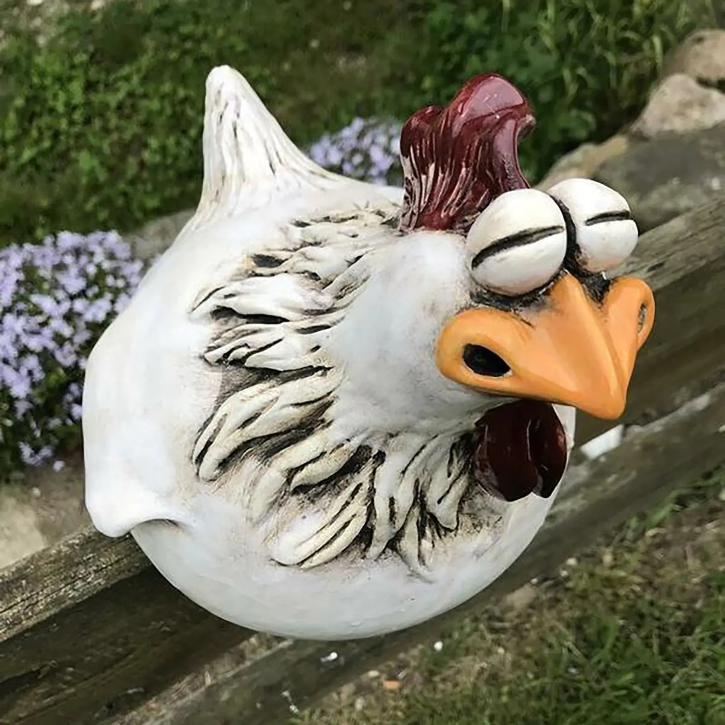 Funny Chicken Fence Resin Statue