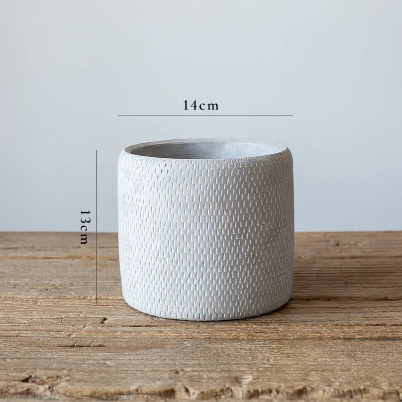 Vintage Cylindrical Cement Planter