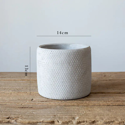 Vintage Cylindrical Cement Planter