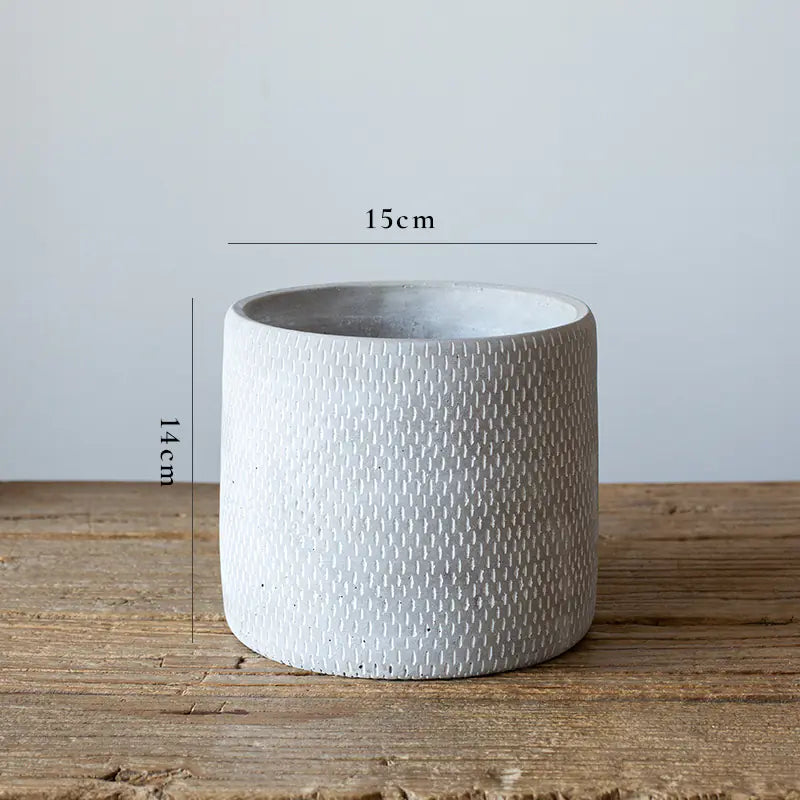 Vintage Cylindrical Cement Planter