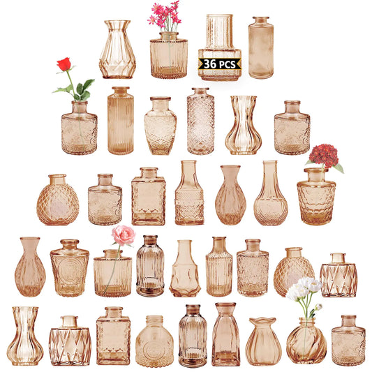 36Pcs Rustic Mini Glass Vases for Weddings and Home Decor
