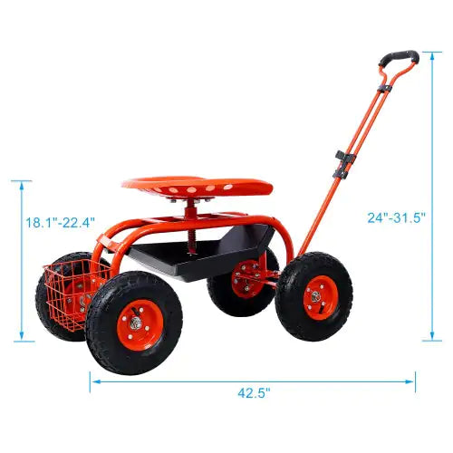 360 Swivel Garden Scooter with Tool Tray