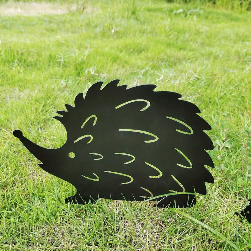 Metal Hedgehog Garden Yard Sign Stake Ornament