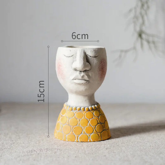 Creative Cement Flower Pot with Family Figurines