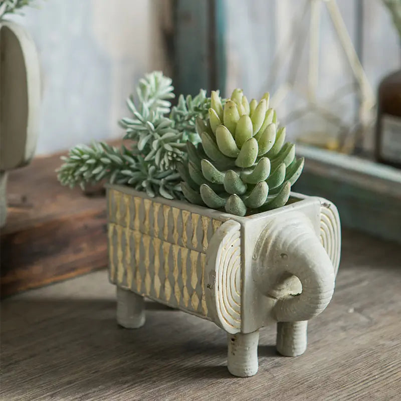 Abstract Elephant Planter in Cement