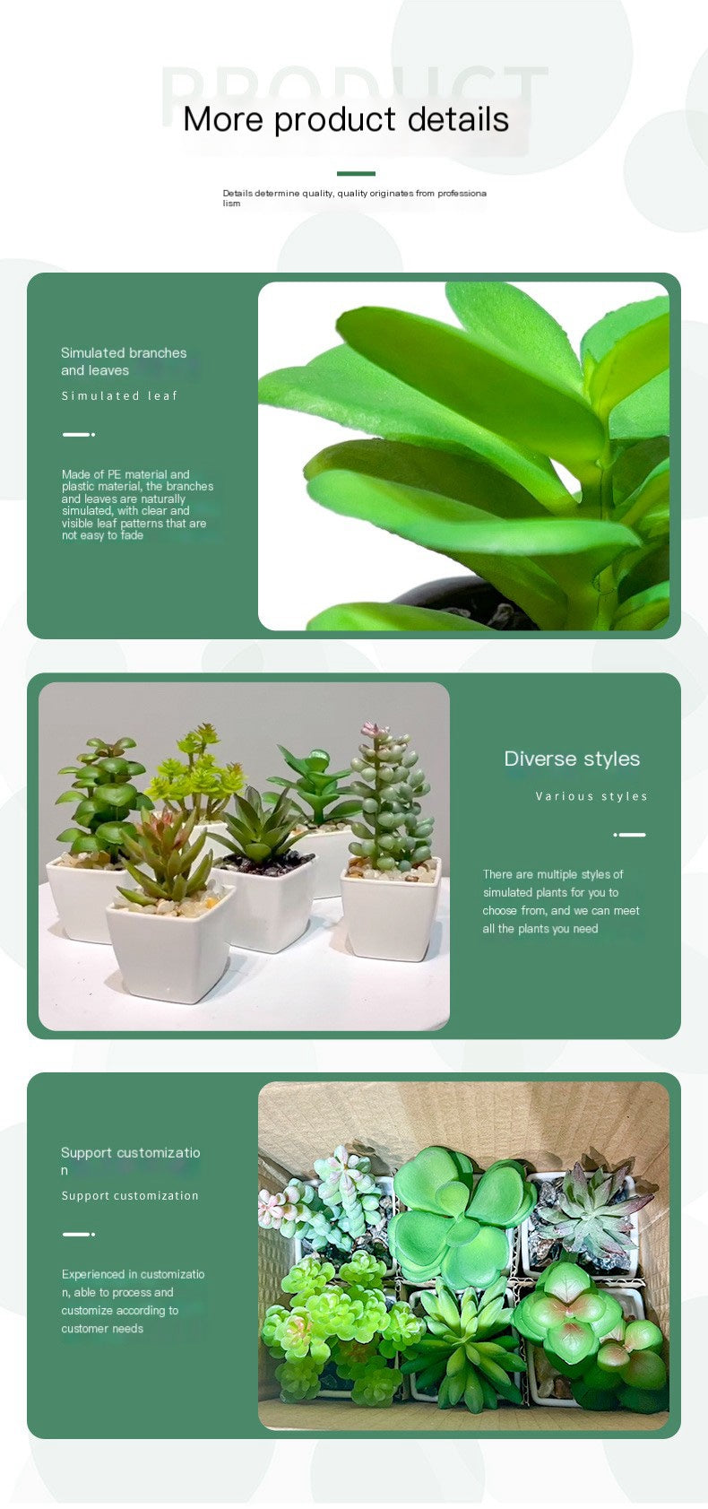 Miniature Faux Succulent Cactus Indoor Plant Pot