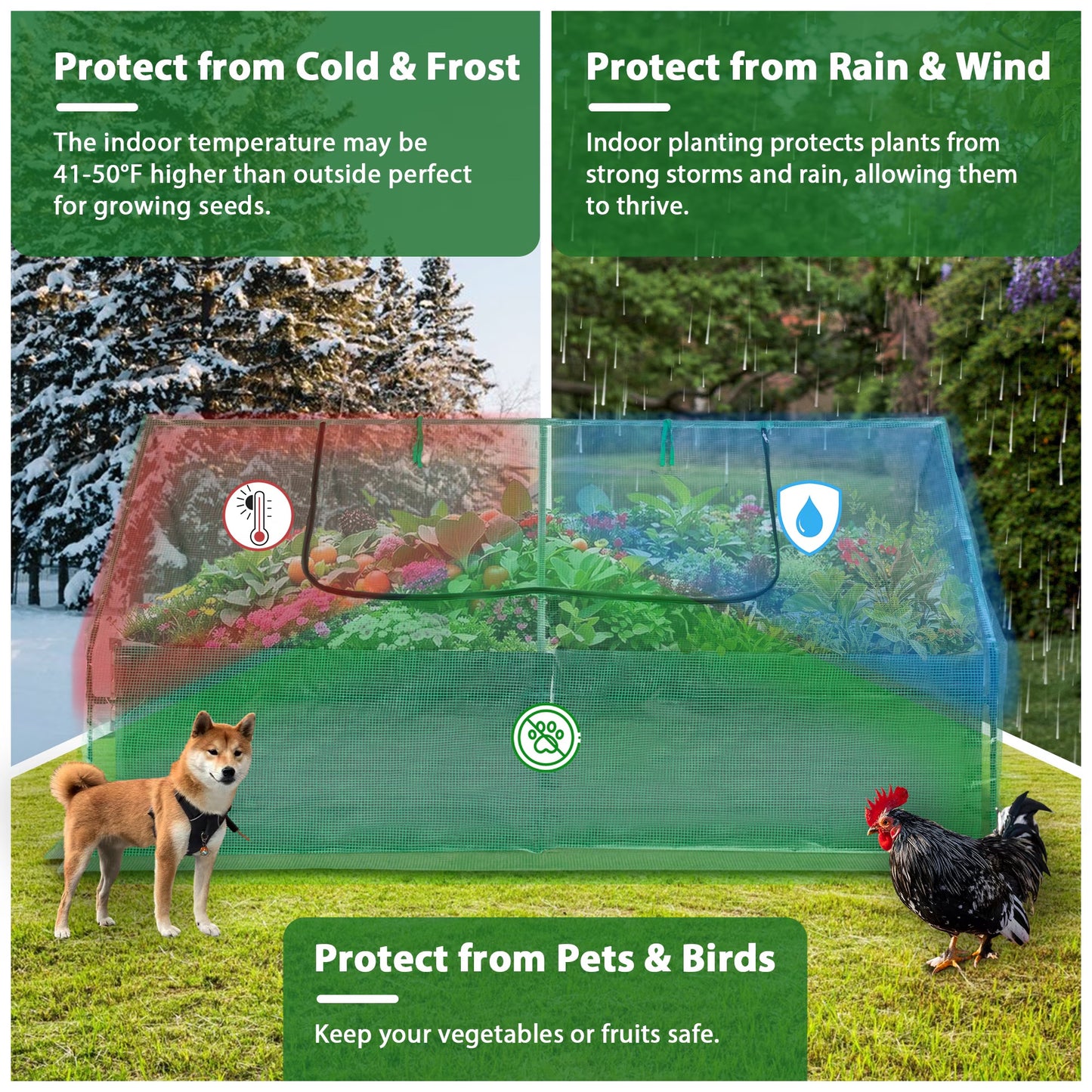 Raised Garden Bed with Protective Zipper Covers