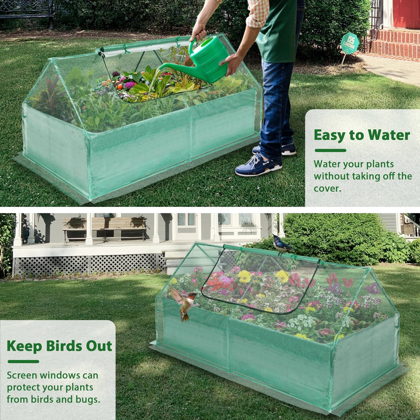 Raised Garden Bed with Protective Zipper Covers