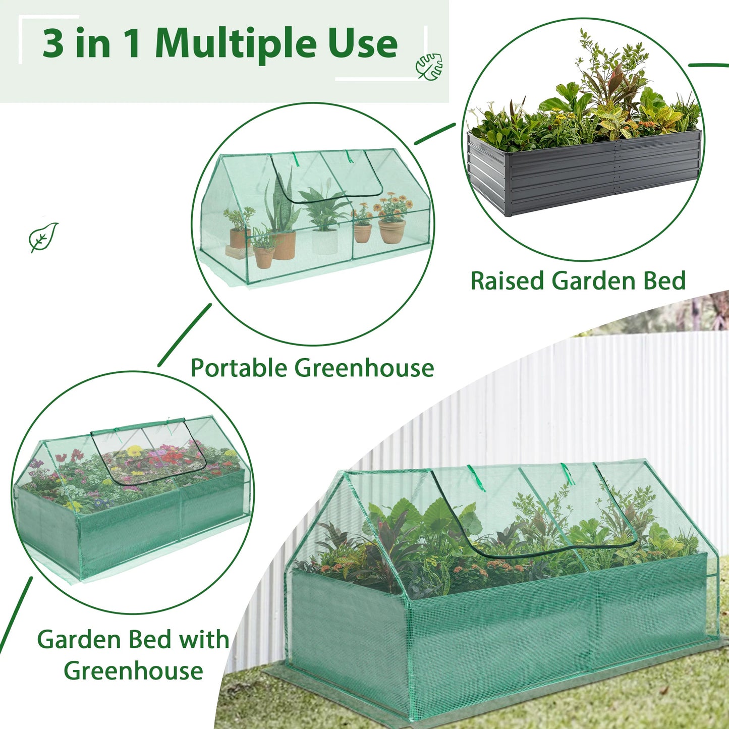 Raised Garden Bed with Protective Zipper Covers