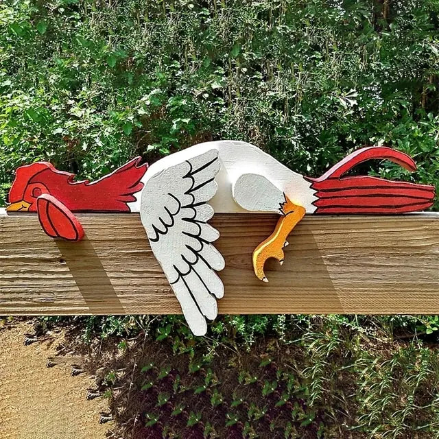 Funny Resting Rooster Garden Ornament