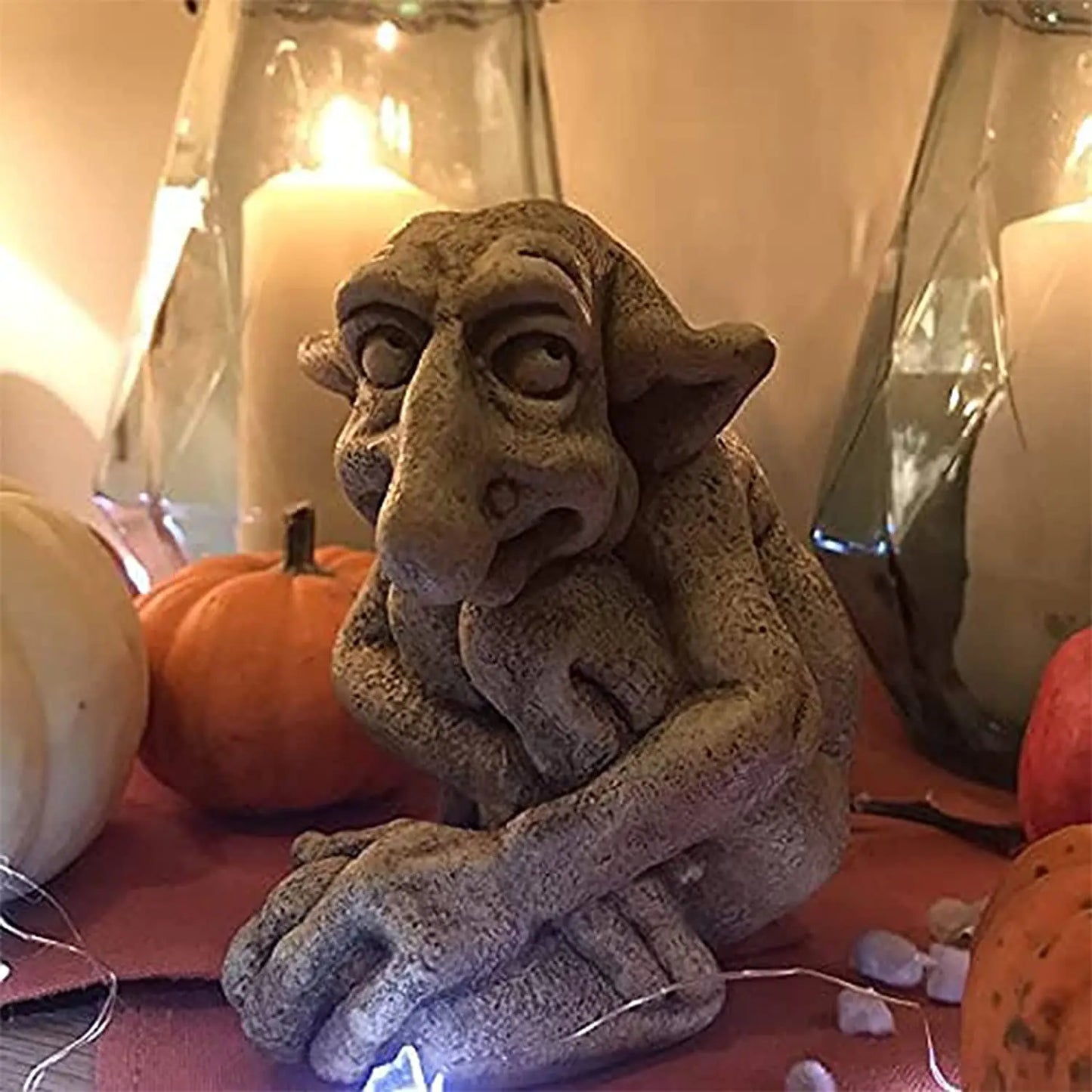 Gothic Cast Stone Troll Gargoyle Statue