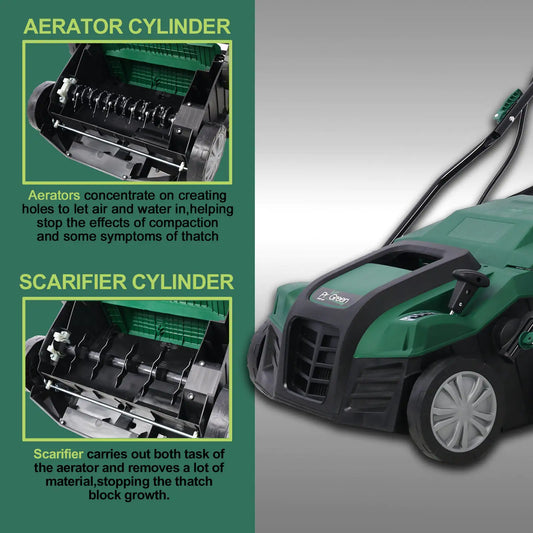 Garden Scarifier, 2-in-1, 16INCH Electric Lawn Aerator & Scarifier
