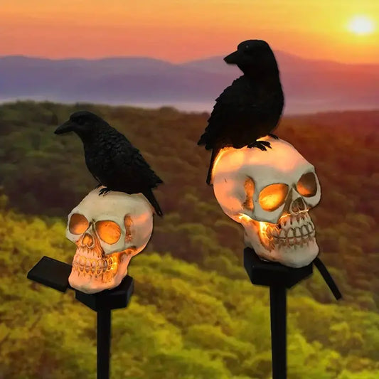 Crow Skull Solar Garden Light