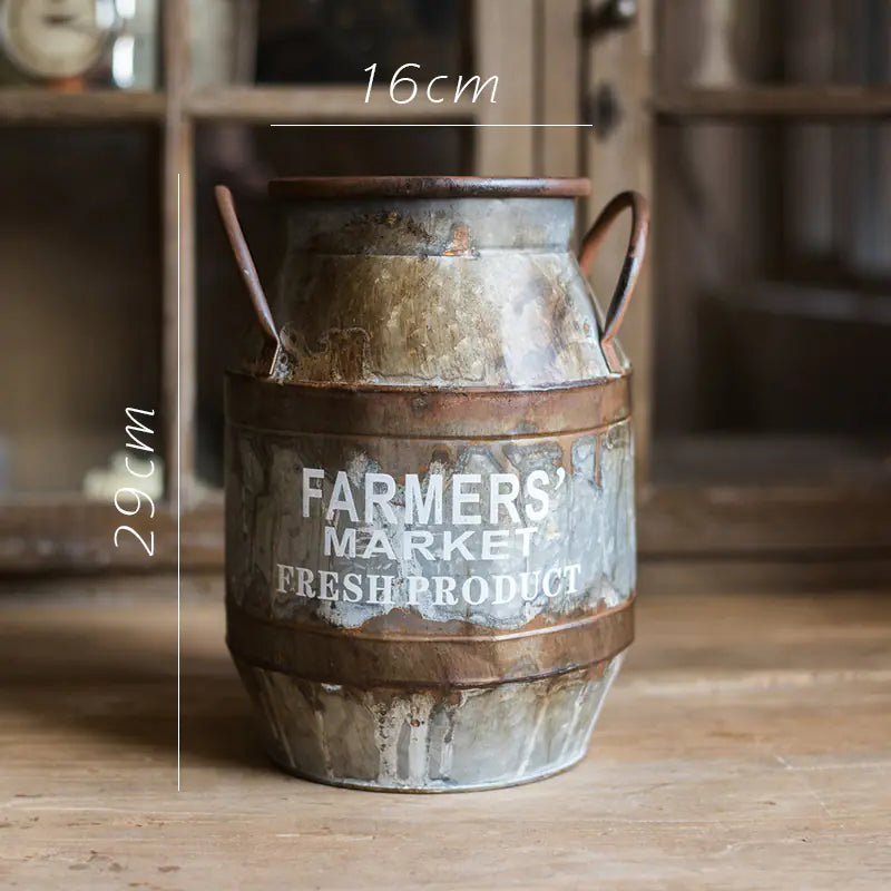Rusty Metal Bucket Planter