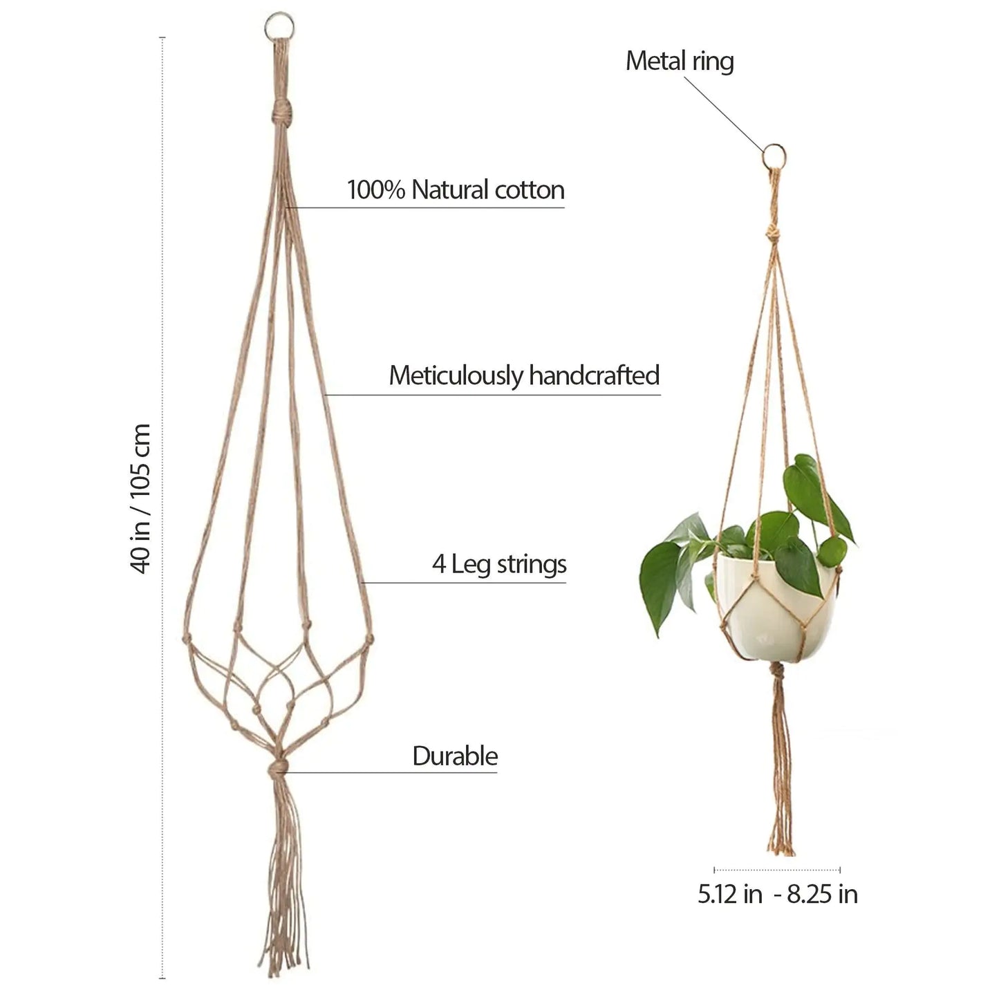 Macrame Garden Plant Holders 4-Pack