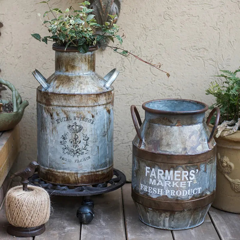 Rusty Metal Bucket Planter