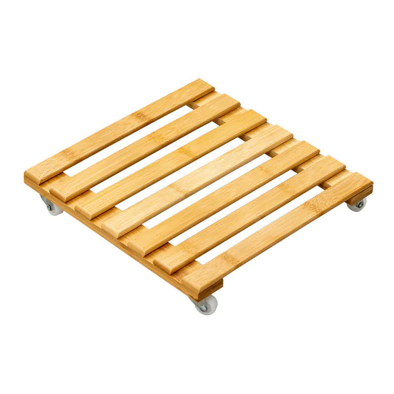 Mobile Bamboo Planter Tray with Thick Base
