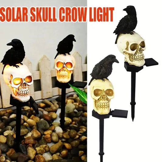 Crow Skull Solar Garden Light