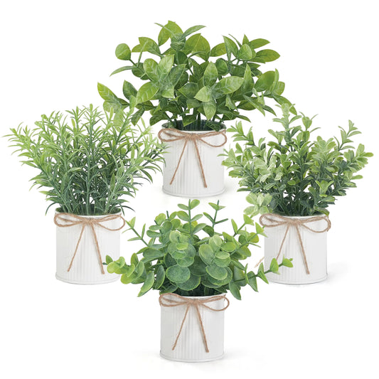 4-Pack Rustic Galvanized Mini Potted Plants by Mkono