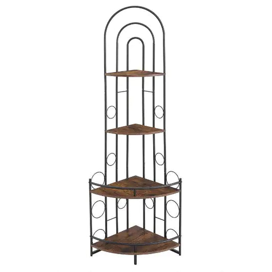 Chic Corner Bookshelf with Metal Support