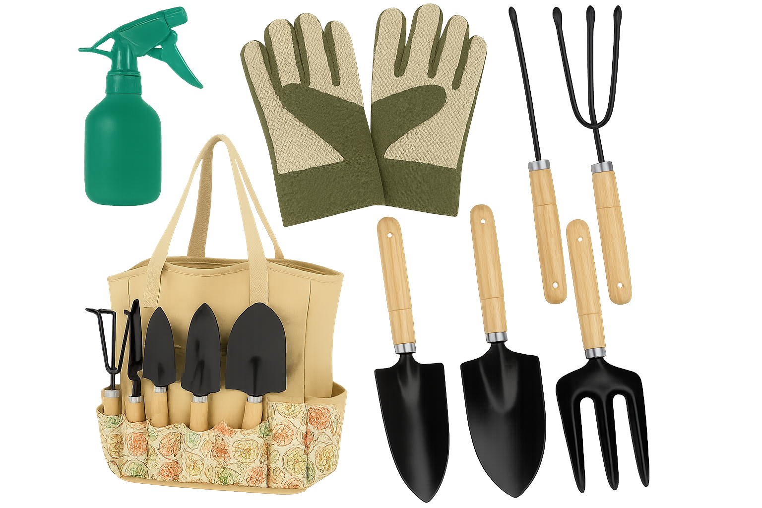 Gardening tools with transparent background