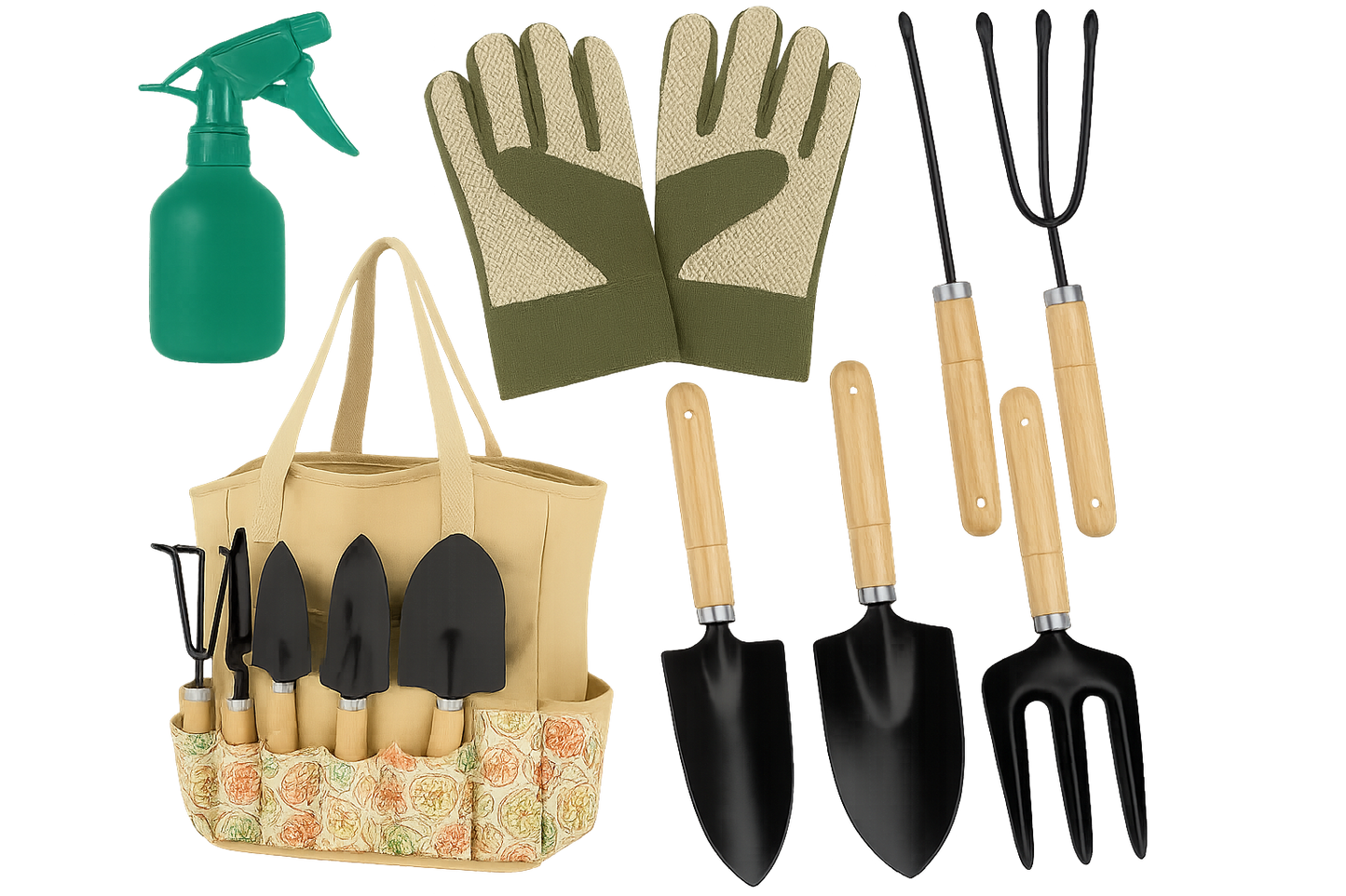 Gardening tools with transparent background
