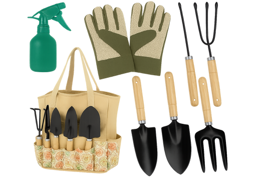 Gardening tools with transparent background