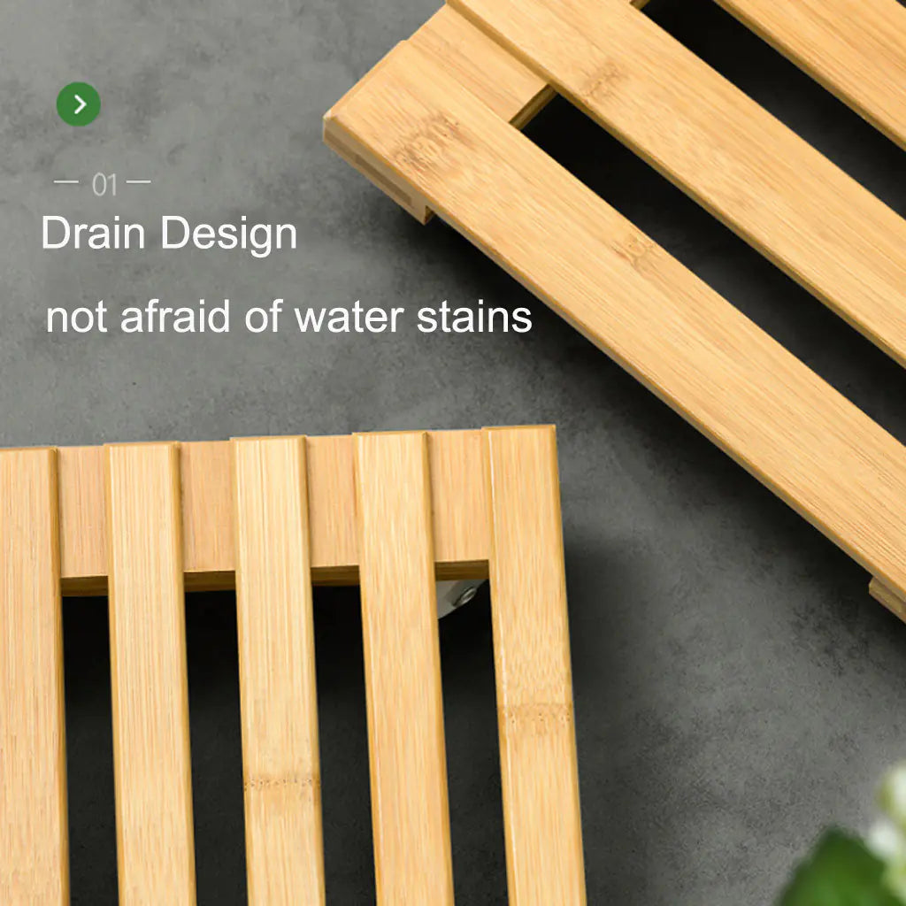 Mobile Bamboo Planter Tray with Thick Base