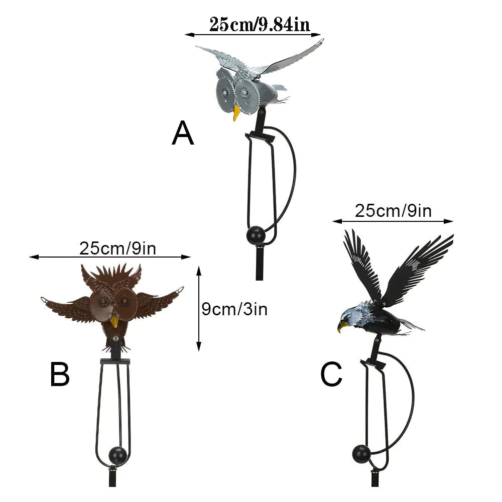 Rustic Owl & Eagle Garden Art Stakes