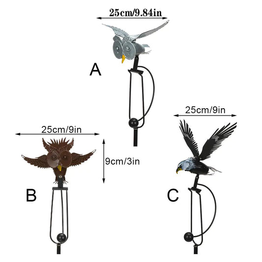 Rustic Owl & Eagle Garden Art Stakes