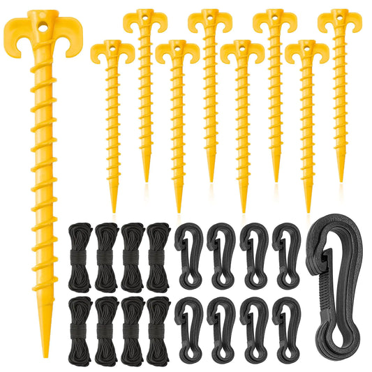 Inflatable Stakes Set with Tent Stakes & Hooks