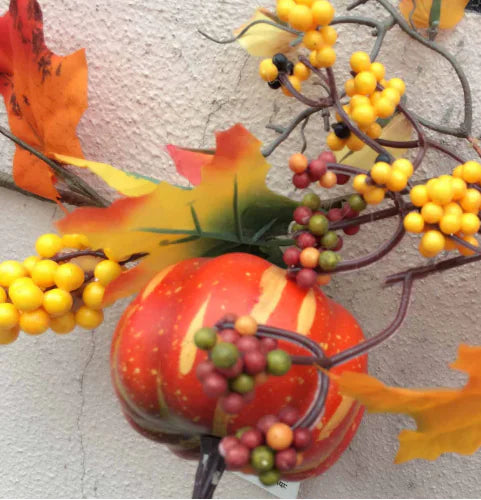 Pumpkin Vine and Maple Leaves