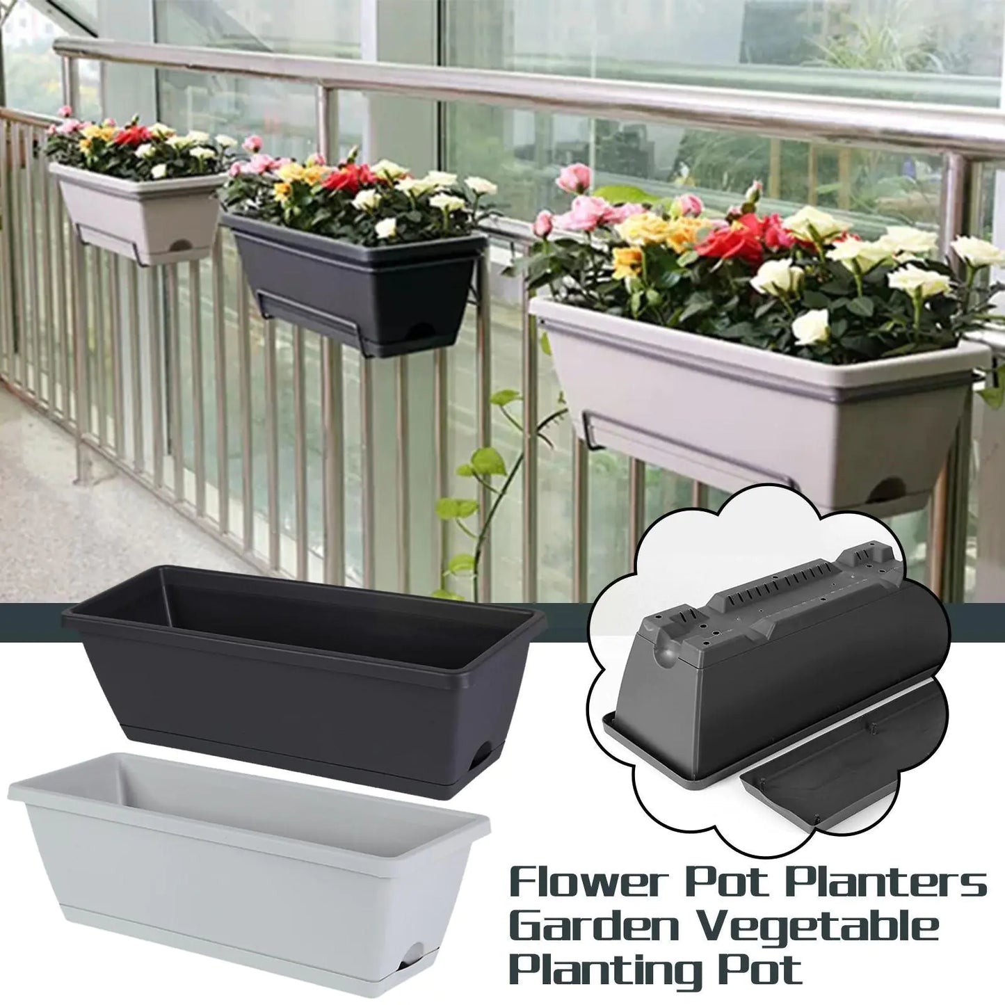 Hollen Rectangular Balcony Garden Planters