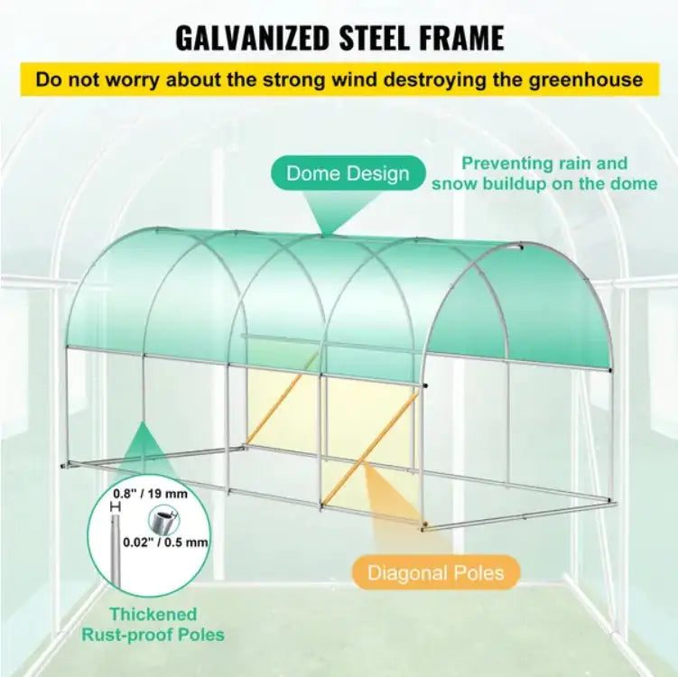 GreenGrowth Tunnel Greenhouse with Zip Door