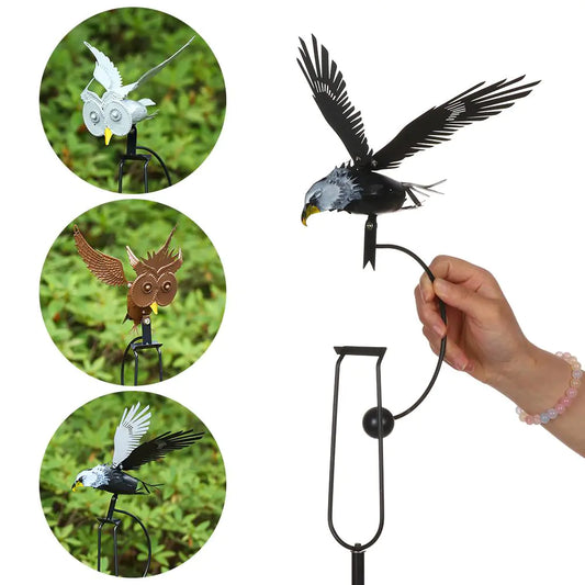 Rustic Owl & Eagle Garden Art Stakes