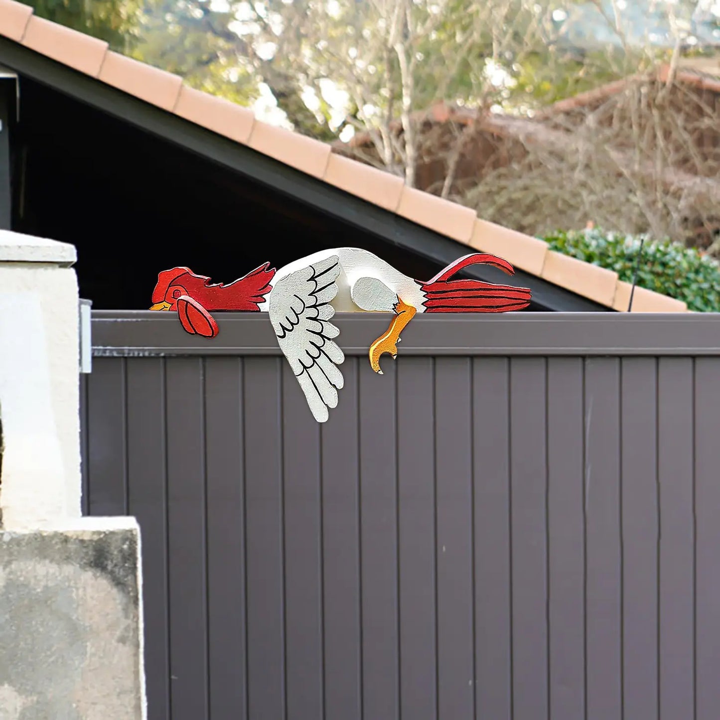 Funny Resting Rooster Garden Ornament