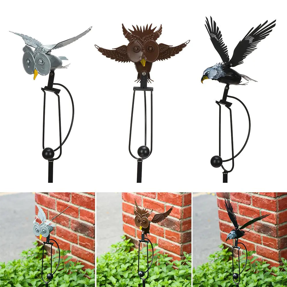 Rustic Owl & Eagle Garden Art Stakes