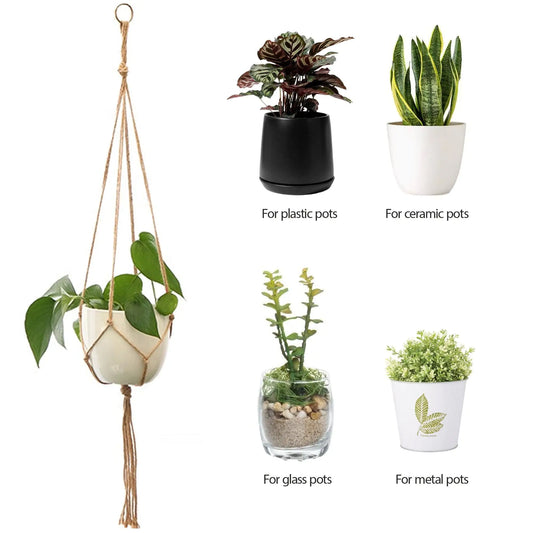 Macrame Garden Plant Holders 4-Pack