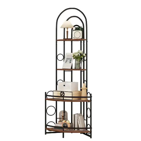 Chic Corner Bookshelf with Metal Support
