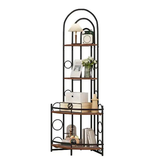 Chic Corner Bookshelf with Metal Support