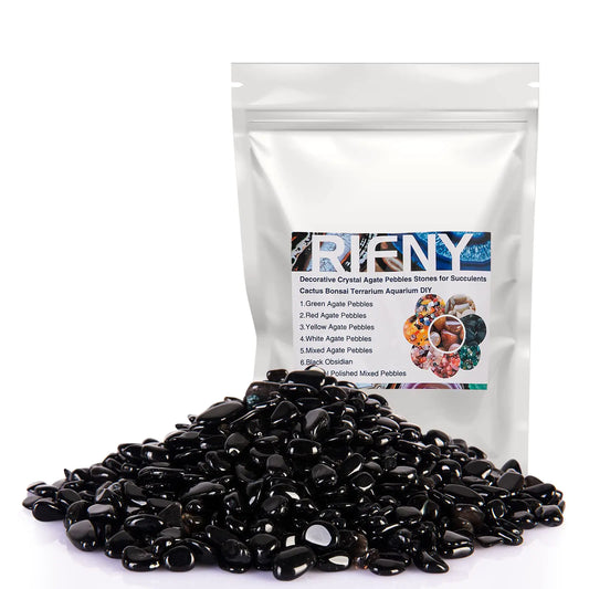 Rifny Polished Black Gravel 0.3 Inch Stone Decor