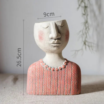 Creative Cement Flower Pot with Family Figurines