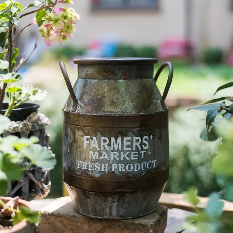 Rusty Metal Bucket Planter