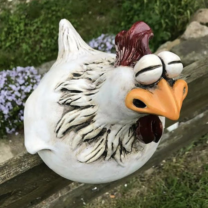 Funny Chicken Fence Resin Statue