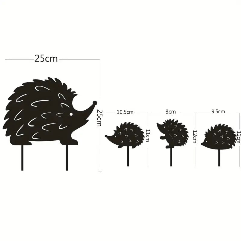 Metal Hedgehog Garden Yard Sign Stake Ornament