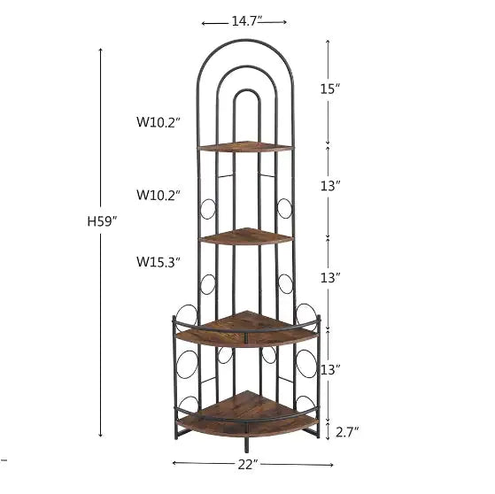 Chic Corner Bookshelf with Metal Support