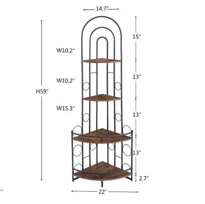 Chic Corner Bookshelf with Metal Support