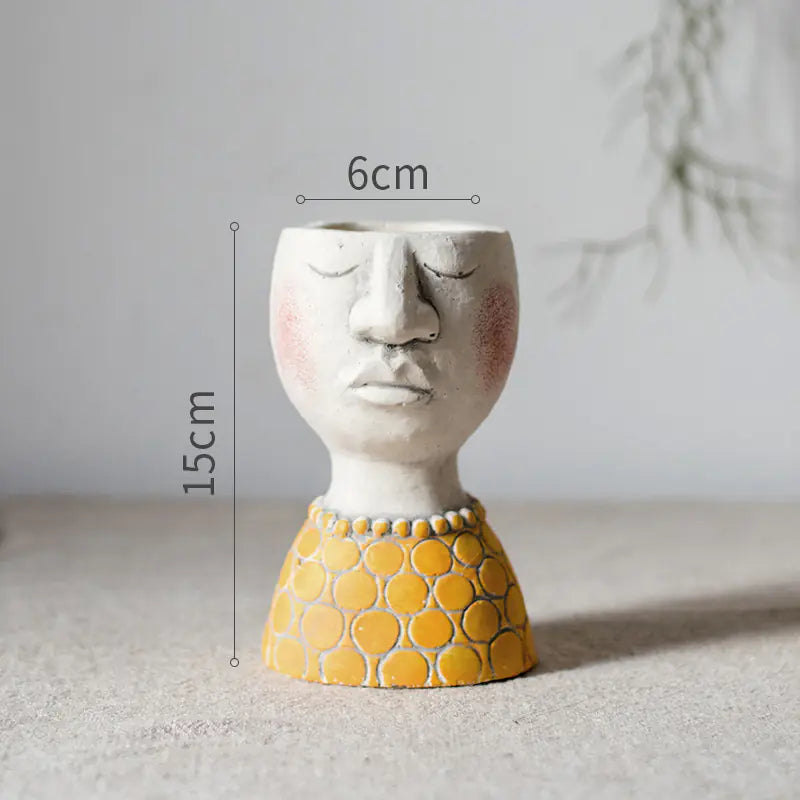 Creative Cement Flower Pot with Family Figurines