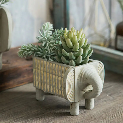 Abstract Elephant Planter in Cement